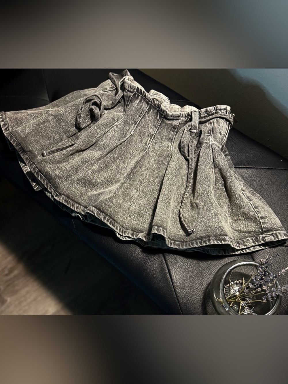 WASHED CHARCOAL DENIM MINI SKIRT            NWOT | NEVER WORN